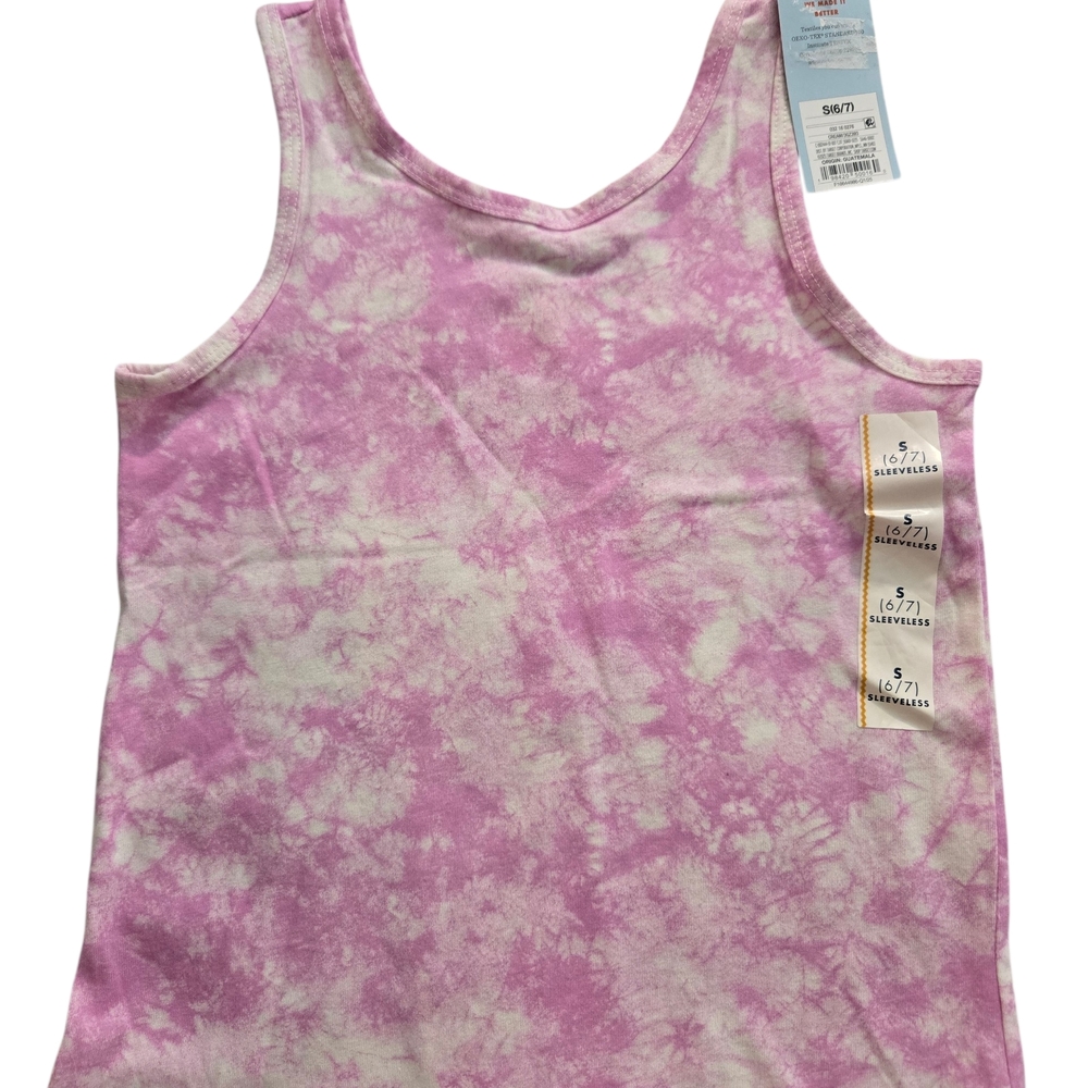 Girl's Pink and Cream Tie-dye Tank Top - Size S (6/7) NWT